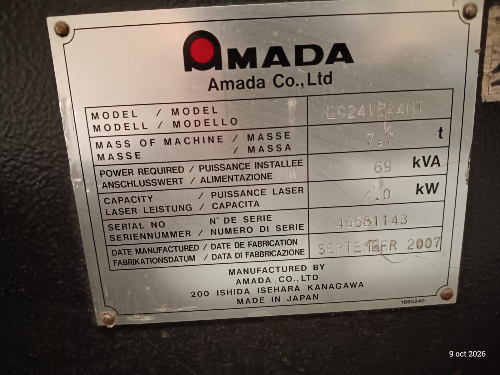 Placa Amada LC2415A4NT